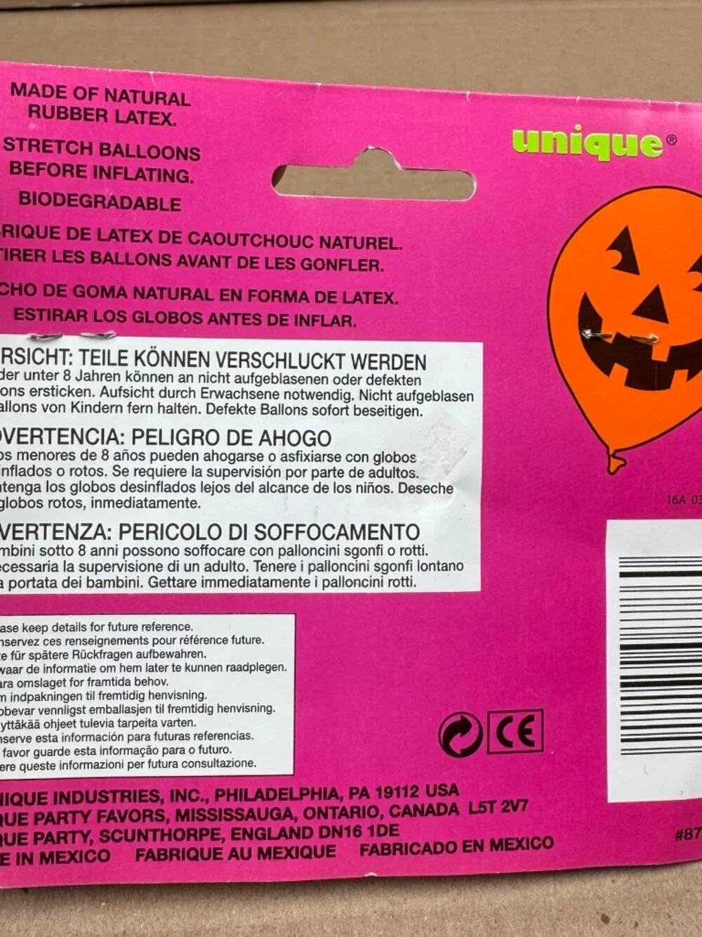 Unique Industries 6ct Halloween Jack-O'-Lantern Balloons 12